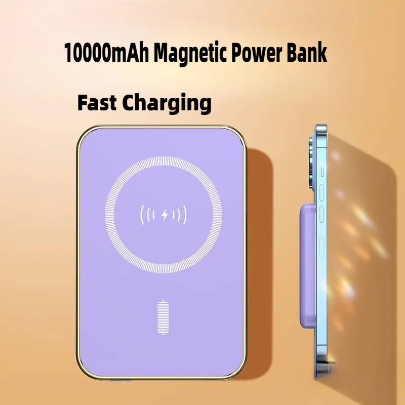10000mAh Magnetic Chargeable Power Bank - Mini Wireless Portable Smartphone Charger, Fast Charging, Type-C/USB Input, Mobile Accessories for iPhone 17/16/15/14/13/12 Series & Samsung Android Phones