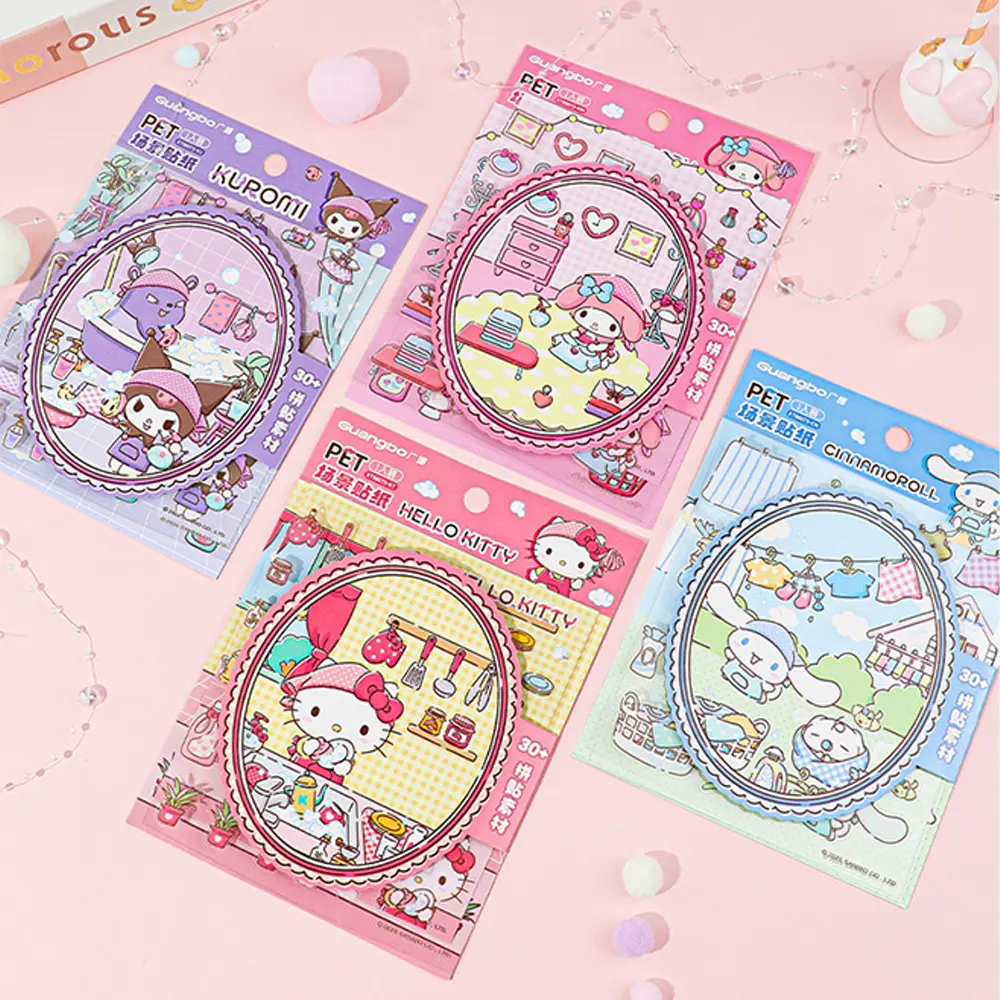 L Sanrio Stickers for Bullet Journals DIY Cartoon-Themed 3D Miniature World Scenery PET Stickers