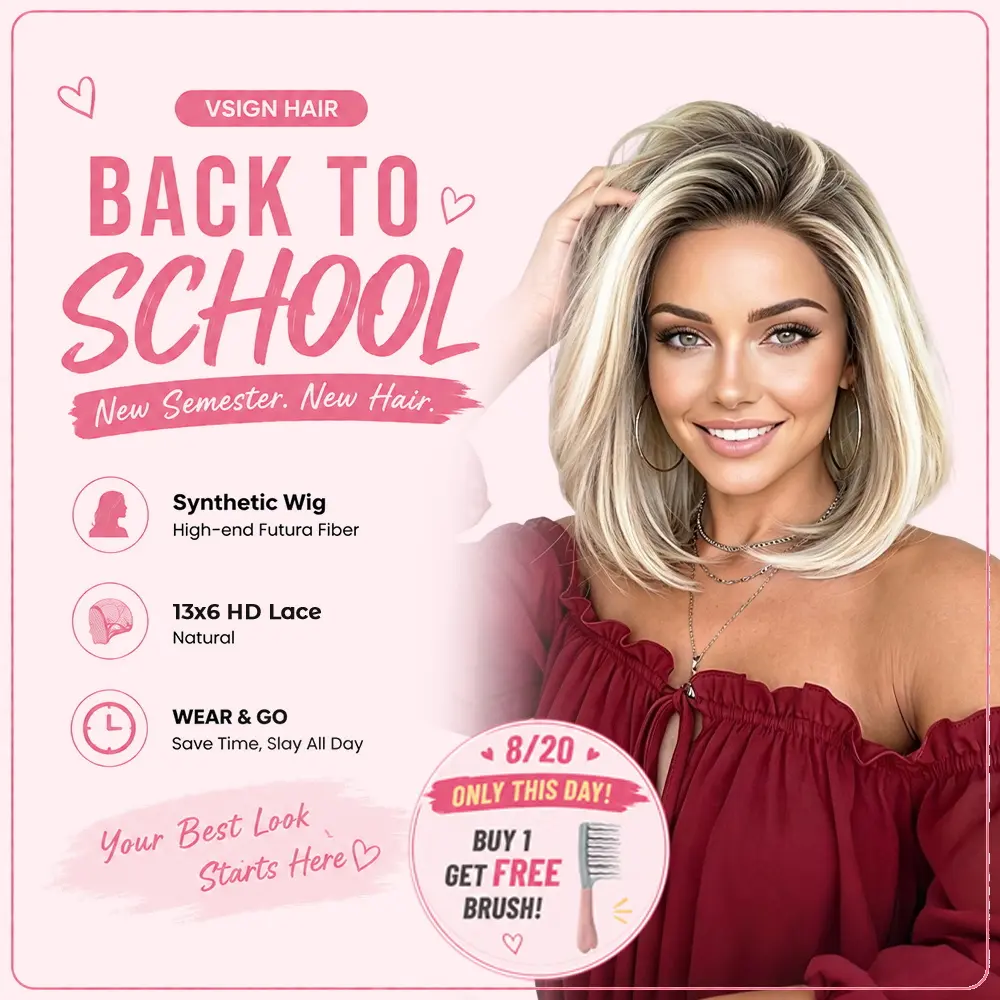 VSIGN 13x6 HD lace Front Glueless Ombre Ash Blonde Mixed Brown and Blonde Color Peekaboo Highlight Bob Style Low Density Premium Synthetic Hair Heat Resistant Fiber Vacation Holiday Travel Wig Soft Bob