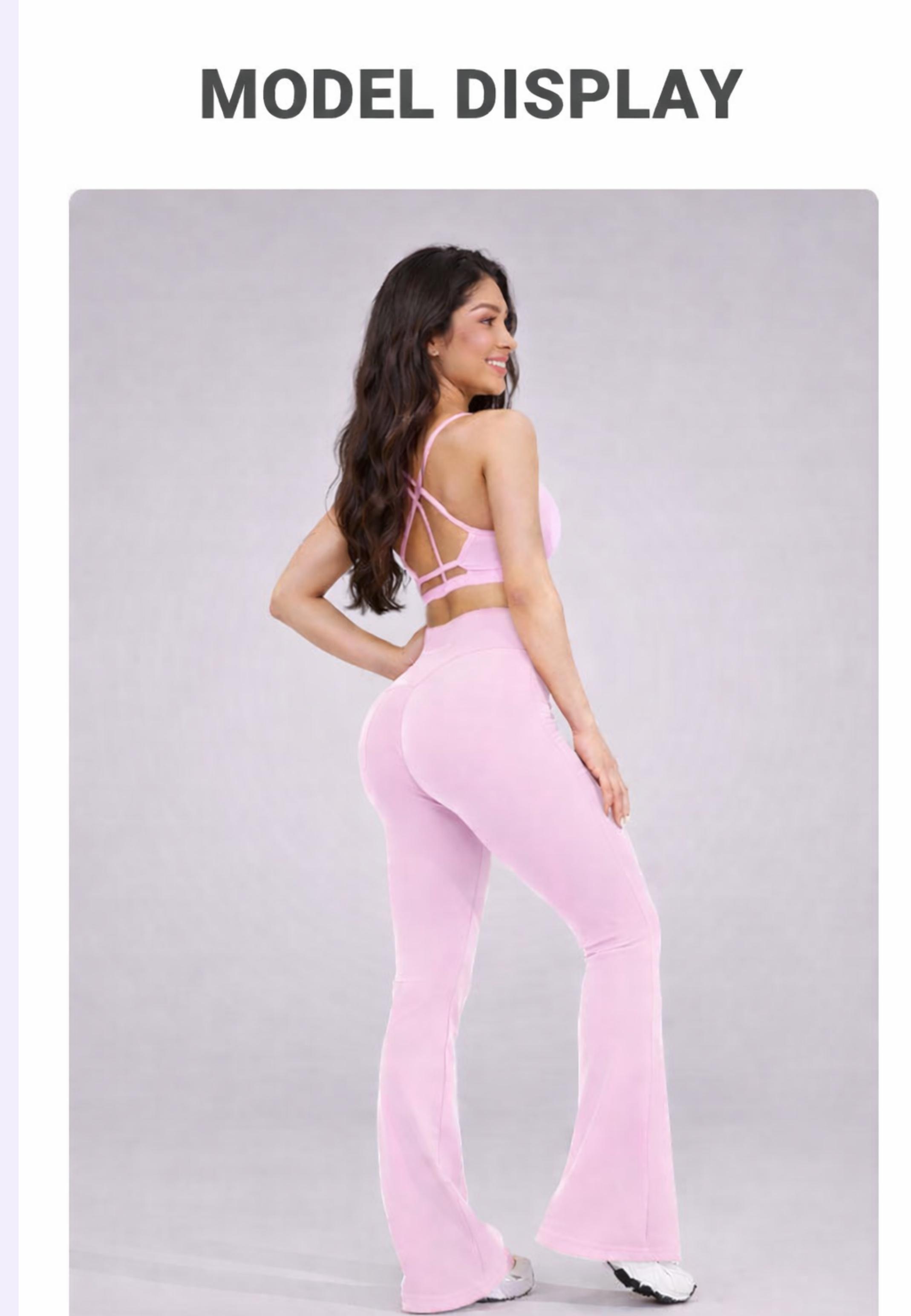 Coral Canton High Waistband Stretch Flared Pants