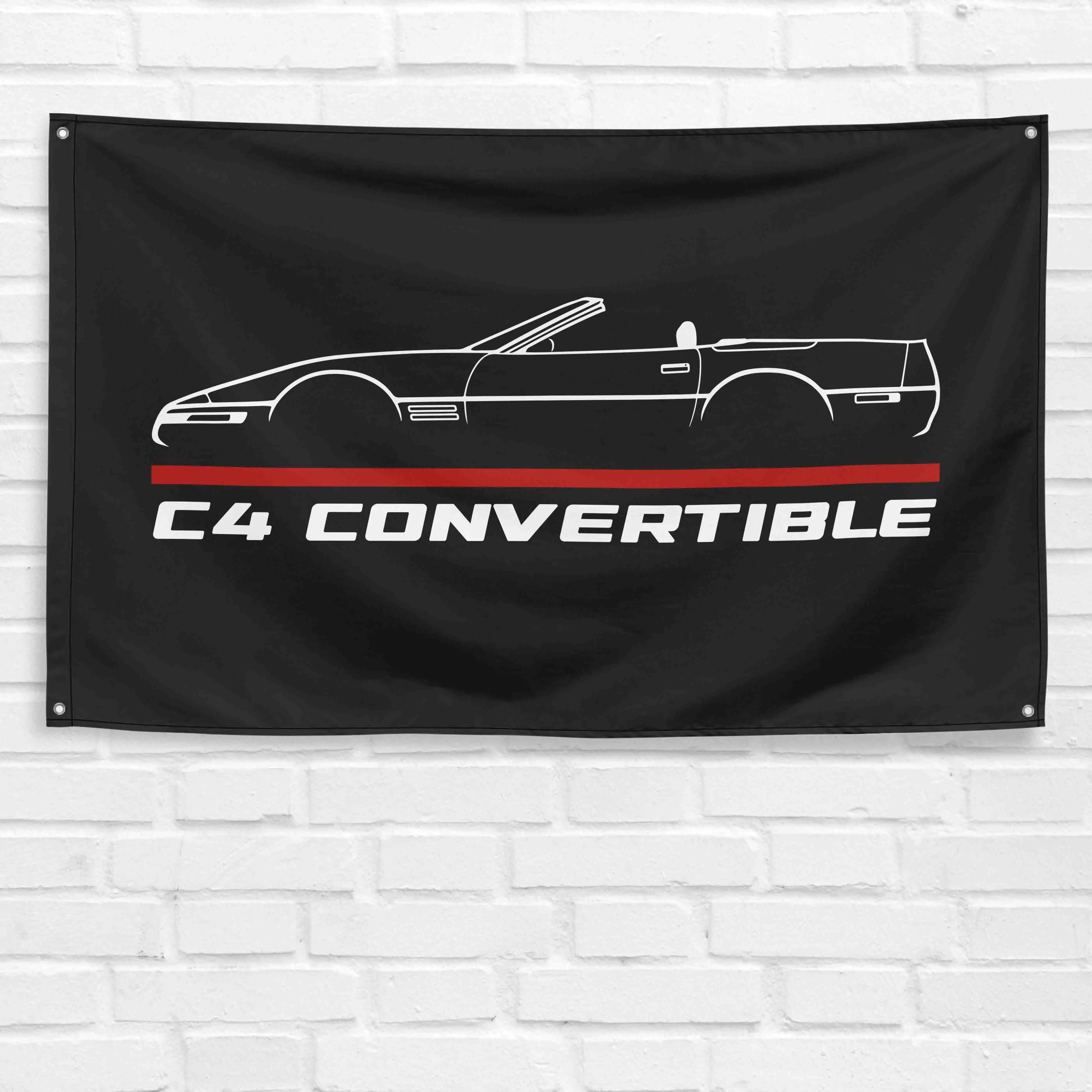 Corvette C4 Convertible 3x5 ft Flag, Lightweight Hanging Decoration, Garage Wall Decor, Birthday Gift Banner