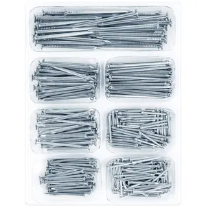 400pcs Hardware Nails Assortment Kit, Picture Hanging Nails, Galvanized Nails, Small Nails for Hanging Pictures, 7 Size Assortment for Finish Nails, Wood Nails, Wall Nails,Tools kit