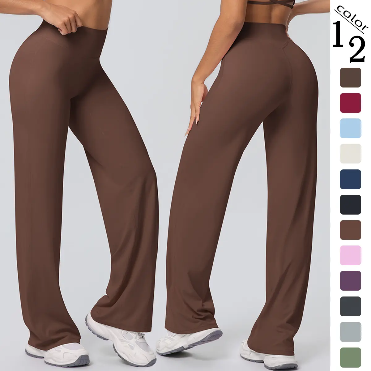 FEITAI Women's Straight-Leg Leggings, High-Waist Gym Baddie Athleisure Wear, Buttery Soft & Breathable Workout Pants for Yoga, Fitness Pants, Compression Yoga Pants