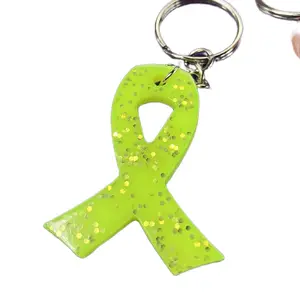 Handmade Resin Keychain with Yellow Ribbon - Perfect for Keys