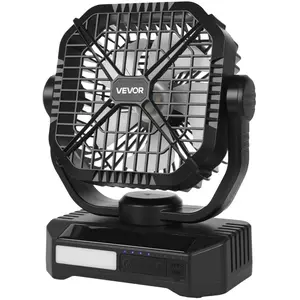 fathersdaygift VEVOR 10400mAh Solar fan, Camping Fan with Solar Panel LED Lantern, 7W 8 Inch Portable Rechargeable Battery Powered for Outside, 4-Speed and Quiet Operated for Picnic, Barbecue, Fishing, Travel