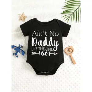 Adorable "Ain't No Daddy Like The One I Got" Cotton Bodysuit for Baby Boys & Girls - Short Sleeve, Round Neck, Summer Outdoor Wear, Machine Washable, Perfect for Outdoor