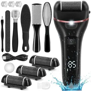 Callus Remover for Feet, 2 Speed Electric Foot File, Rechargeable Foot Scrubber Pedicure kit for Cracked Heels and Dead Skin with 3 Roller Heads.