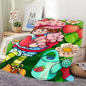 Cute S-Strawberry S-Shortcake Blanket Skin friendly comfort warm soft plush blanket suitable sofa living room office bedroom tiktokshopspringglowup