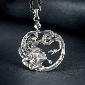 Vintage Punk Featuring A Medusa Pendant With A Stainless Steel Chain For Both Men And Women..
