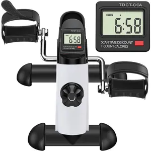Under Desk Bike Pedal Exerciser, Portable Mini Exercise Bike with LCD Display for Home/Office, Desk Cycle for Leg/Arm with Handle, Leg Exerciser While Sitting for Seniors