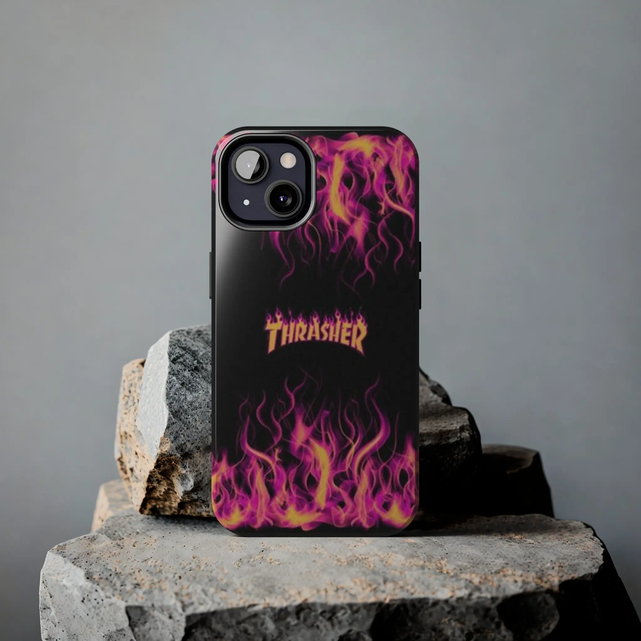 Graphic Thrasher Fire Pink Phone Case Trend 2024 , HypeBeast  Pattern Thrasher Phone Case , Hiphop Fire Phone CaseFor Iphone 11,12,13,14,15 Free Shipping