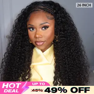 CurlyMe Half Wig Invisible Hairline Water Wave Glueless Wigs Human Hair Pre-plucked Curly Hair Half Wig Ready to Wear