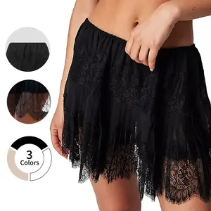 Women's lace skirt summer floral pleated slip skirt - elastic waist circumference, Easter dress, pleated edges, non transparent soft fabric - Bohemian fashion concert, fashionable casual wear, cow girl, Western fashion, no shortsRAIMENTRY