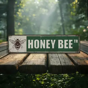 Vintage Metal Tin Sign for Bees 10x40 cm Wall Hanging Decoration for Home Bars Garages Multi Functional Street Art Gift Classic Design No Electricity Required