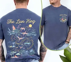 Vintage Two Sided Lionn Kingg Map Pride Rock Hakunnaa Matataaa Tshirt, Cartoon Sambaaa Shirt, Animal Kingdom, Trendy Family Trip Tee