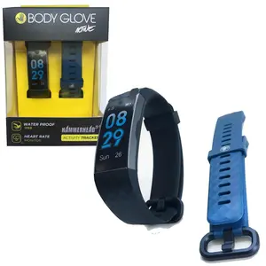 Body Glove  Body Glove Activty & Fitness Tracker & Heart Rate Monitor with Alternative Colored Extra Strap, Black watch with Blue Extra Strap