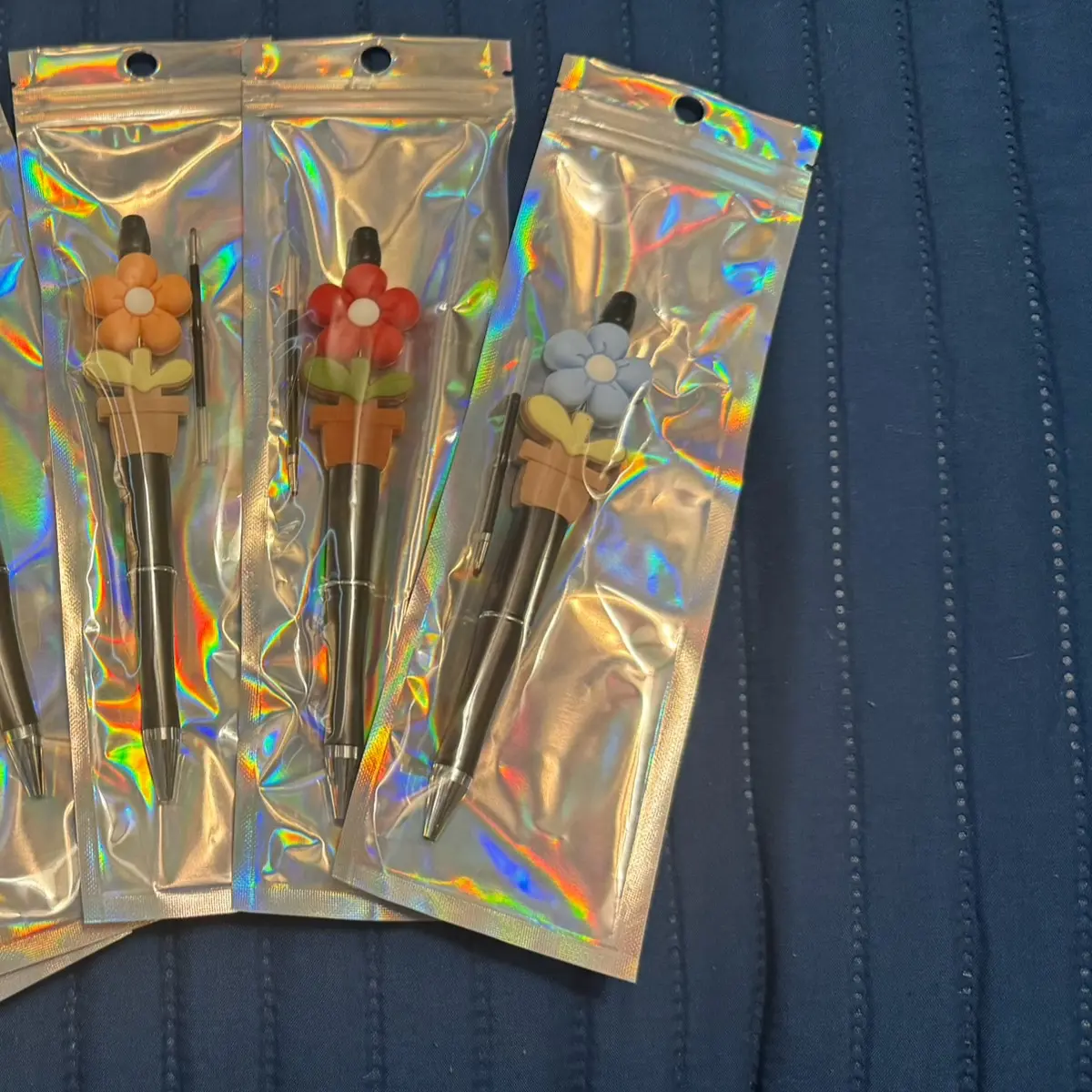 Beaded Flower Pot Pen with Ink Refills