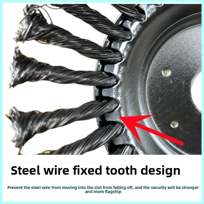 Weed wacker string head for rotary mowers; 6-inch steel wire spool; 8-inch twisted steel string; universal garden accessory