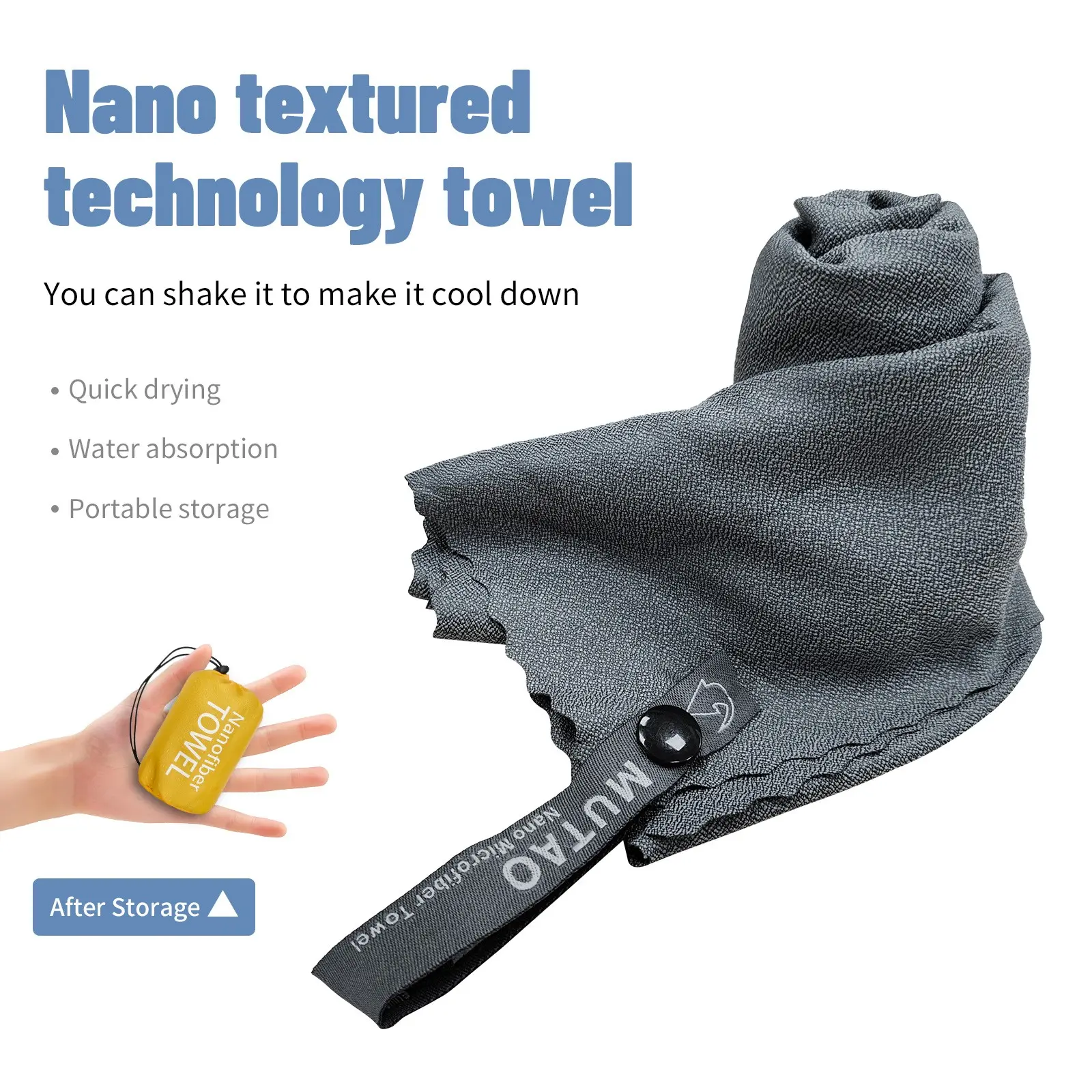 1pc Nano Microfiber Towel with Portable Bag, Nano Cooling Towel, Compact and Lightweight, 2 Sizes Available, Quick Dry Towels for Travel, Ideal for Camping, Gym, Swimming, Yoga, Travel & Outdoor Activities.