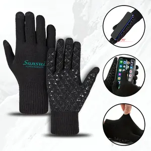 Black Sansui Logo Knitted Touchscreen Gloves NonSlip Winter Warm Handwear for Outdoor Activities and Daily Use Suitable for Unisex Adults Perfect Gift for Christmas Thanksgiving New Year and Birthday A