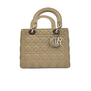 Pre-owned Dior h3 "Milk Tea" Beige Lambskin 5 Compartment Lady Shoulder Bag 61789