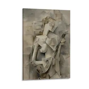 Pablo Picasso's Girl with A Mandolin 1910 Canvas Print. Abstract Wall Art. For Wall And Home Office Decor. Poster Canvas Wall Art For Bedroom Decor Bar Office Room Decor Gift