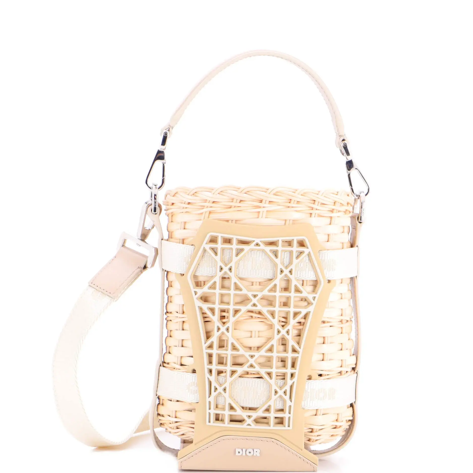 Pre-owned Dior material Bucket Bags Christian Sahara Basket Bag Wicker Raffia with Leather by Rebag
