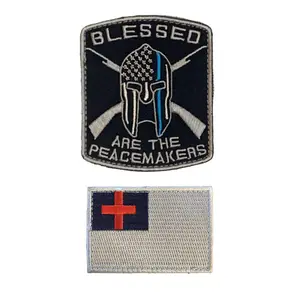 Thin Blue Line Blessed are The Peacemakers and Christian Flag Patch