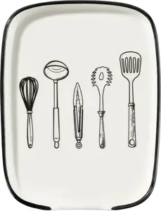 Ceramic Spoon Rest for Stove Top, White and Cute Spoon Holder for Kitchen Counter, Heat-Resistant Cooking Utensil Rest for Kitchen Counter Decor