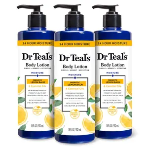 (A)Dr Teal’s Lemon Balm Body Lotion – Prebiotic Moisturizer with Essential Oils, 18 fl oz (3 Pack)