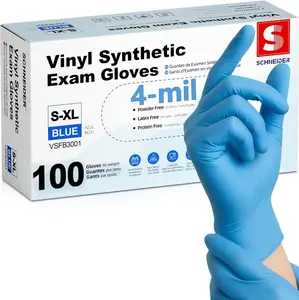 Stay Safe & Stylish with Our Blue Vinyl Exam Gloves! 💙✨ Medium Size, 100-Count, Powder-Free & Latex-Free! Perfect for All Your Needs! #SafetyFirst #DisposableGloves