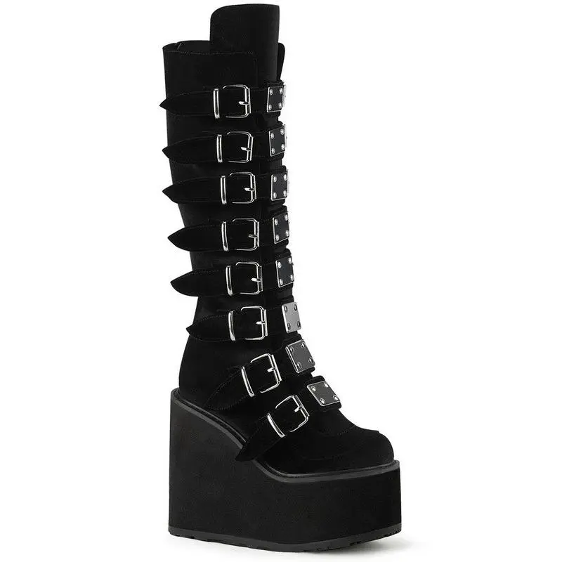 Black Velvet 5 1/2" Platform Knee High Boot