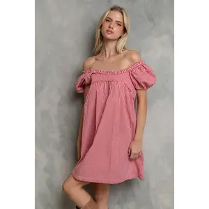 Evelyn Gingham Dress in Red