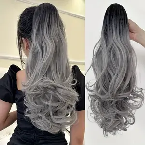 28 Inch Wavy Claw Clip Ponytail Extension - Natural Looking Long Curly Heat Resistant Synthetic Hairpiece for All Adults