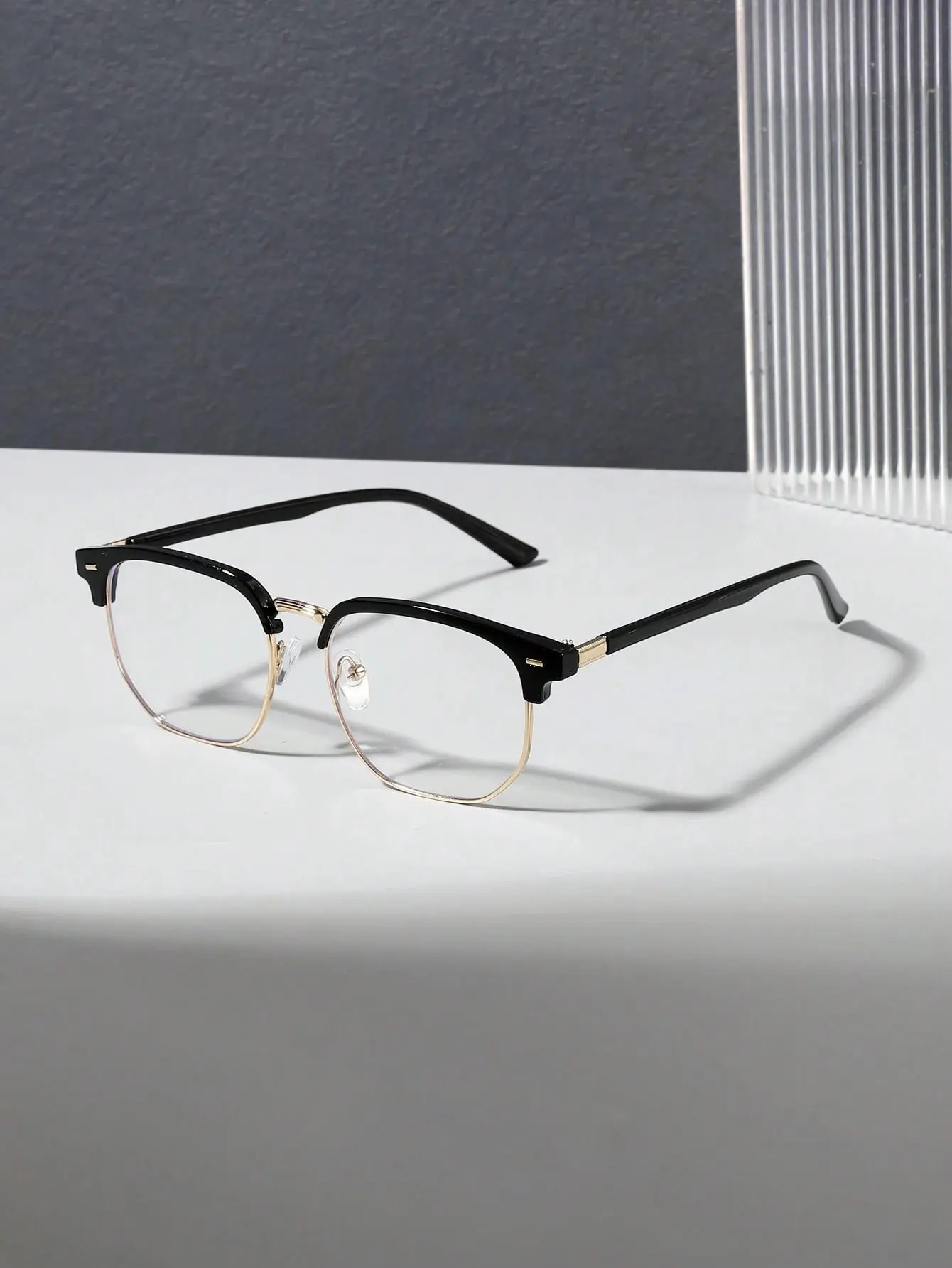 Vintage Half-Frame Blue Light Blocking Glasses – Lightweight Semi-Rimless Browline Computer Eyeglasses, Anti-Glare & Eye Strain for Gaming, Reading, Zoom, TV & Smartphone Screen Use