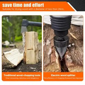 32mm Firewood Splitting Bits,Simple Firewood Splitter,Heavy-Duty Electric Drill Bits,Detachable Screwdrivers,Suitable for Impact Drills,Electric Hammers,Hand Drills (Round + Square + Hexagonal).