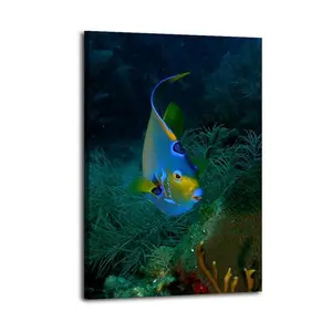 Sea Animal Poster Queen Angelfish Poster Decorative Painting Canvas Wall Art Picture Print Modern Family Bedroom Decor