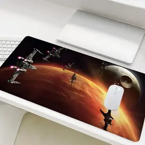 Sci-fi Space Pattern Mouse Pad, Rectangle Gaming Mouse Pad, Non-Slip Rubber Base Stitched Edge Desk Pad for Desk Laptop Desktop