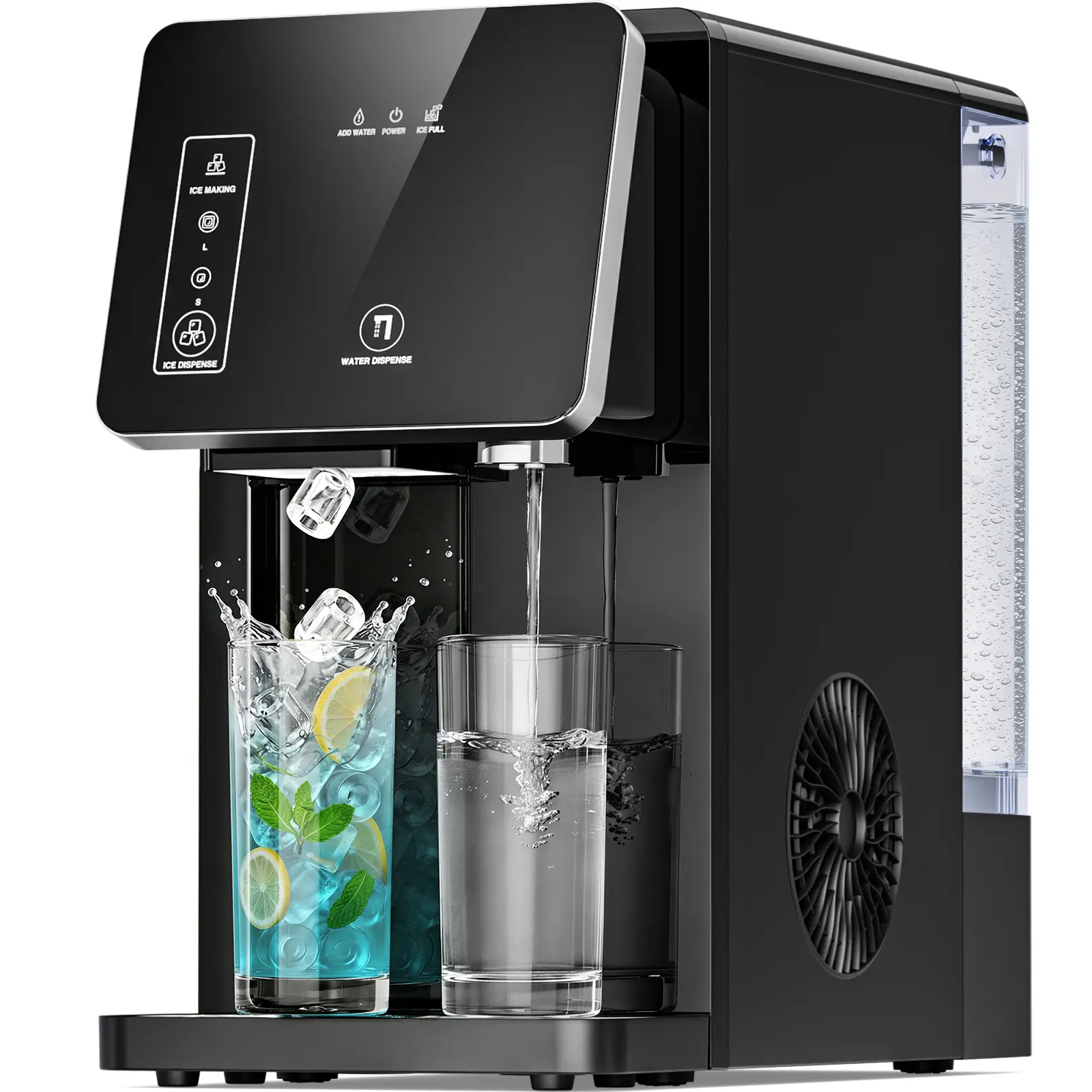Antarctic Star Countertop Ice Maker Machine – 3.3L Tank, 9 Bullet Ice Cubes in 8-12 Mins, 12KG/Day Capacity, Simple High-End Design with Easy Drain, 1.0L Ice Storage (0.5kg), for Home/Office/Kitchen, Silver/Black