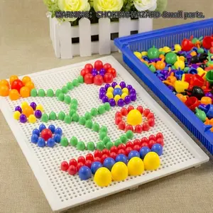Creative Colorful Mushroom Nail Toy (1 Set), DIY Mosaic Board Combination Toy, Handmade Puzzles Project
