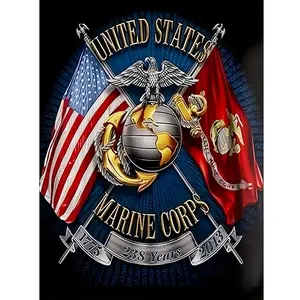 1PC  Diamond Painting US Marine Corps 238th Anniversary Diamond Painting Kit, Eagle Globe and Anchor with USA Flag Diamond Pattern Design, DIY Full Drill Rhinestone Art for Military Fans Home Decor
