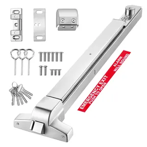 VEVOR Push Bar Panic Exit Device, 31 Stainless Steel Commercial Panic Bar for Exit Doors, Emergency Exit Door Hardware with Auto Alarm System and Sticker, for 31-46 Wood or Metal Door, Silver