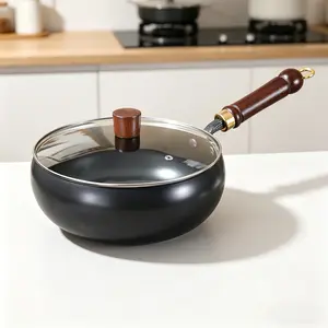 Thick uncoated iron pot, Japanese iron pan, uncoated cast iron pot, hand-forged non-stick pan without coating, high-purity frying pan, cast iron skillet—universal kitchen cookware suitable for gas and induction stoves. Cookware Cookware
