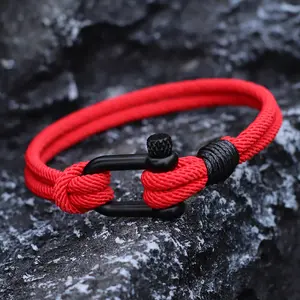 New Men Red Lucky Amulet Bracelet Detachable Buckle Handmade Bilayer Thread Braclet  For Boyfriend Nautical Braslet