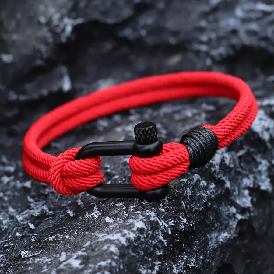 New Men Red Lucky Amulet Bracelet Detachable Buckle Handmade Bilayer Thread Braclet  For Boyfriend Nautical Braslet