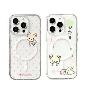 Rilakkuma Cute Transparent Silicone Phone Case  for iPhone 17 16 15 14 13 12 11 Pro Air Plus ProMax and Samsung S26-S20 Plus Ultra FE anti drop and phone case