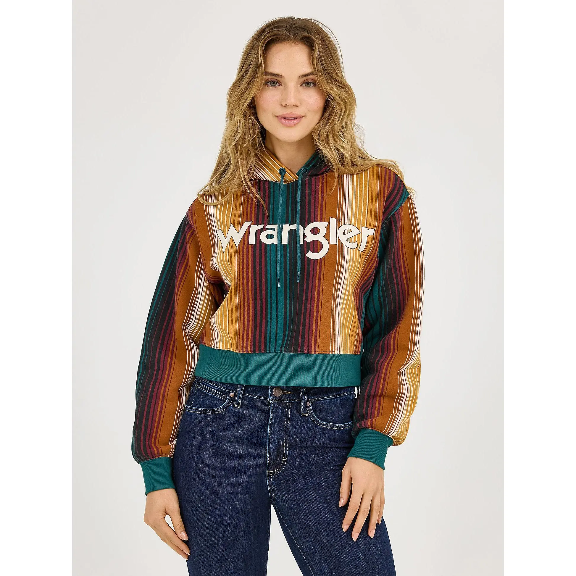 Wrangler Women's Serape Sleeve Cropped Hoodie, Casual Long Sleeve Pullover Sweatshirt, Available in S, M, L