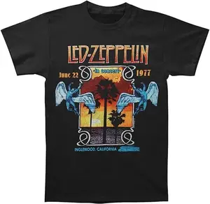 Led Zeppelin Men's Inglewood T-Shirt Black Cotton Menswear Soft Top