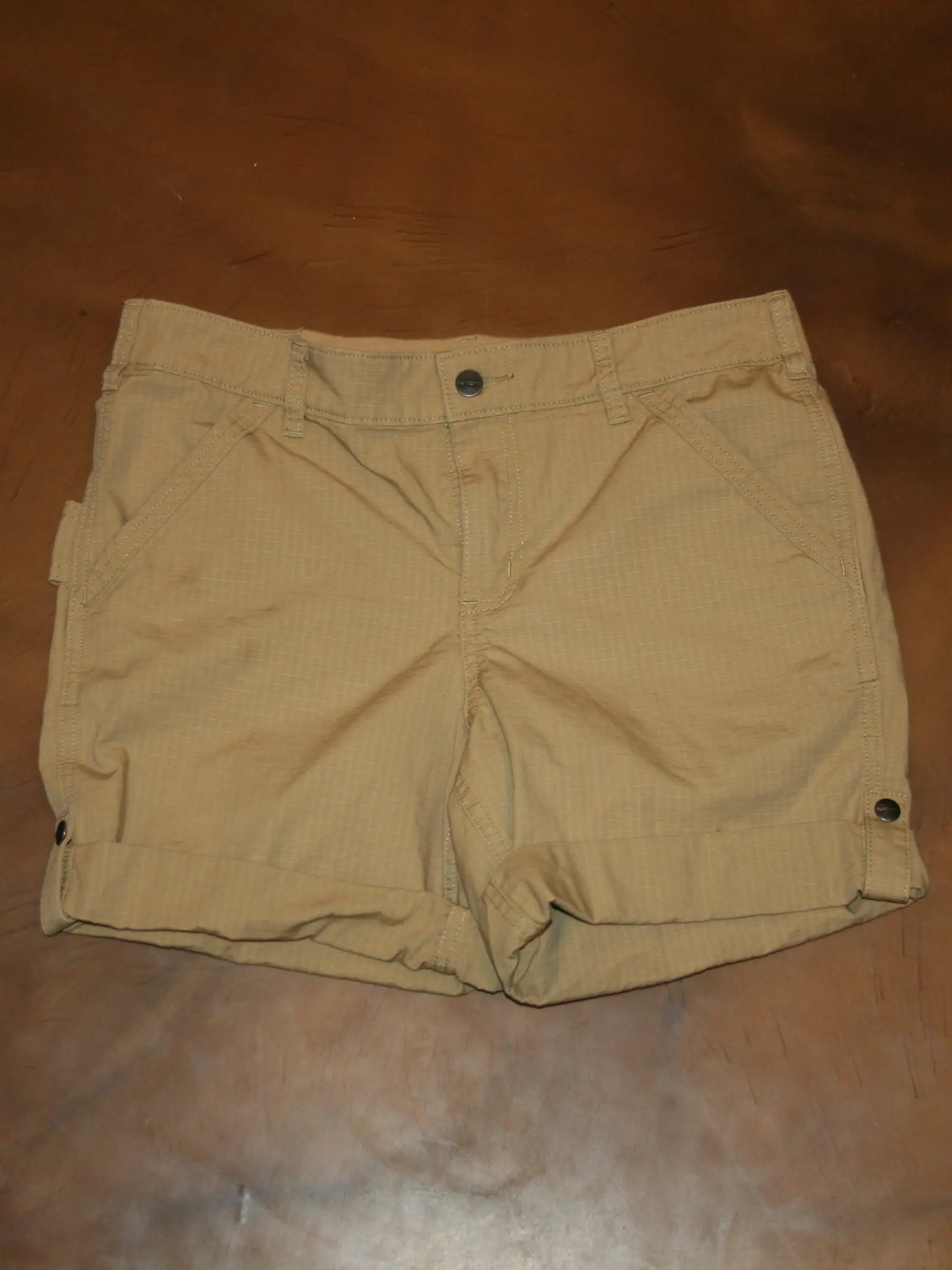 CARHARTT Original Fit 10 Tan Cuffed Shorts Waist: 32" Stretch Rear Waist Womens