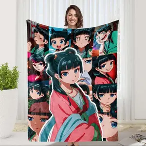 Anime Apothecary Girl Theme Flannel Throw Blanket, Soft Comfortable Creative Patterned Warm Companion, All-Season Multifunctional Nap & Small Blanket, Perfect Gift for Birthdays and Friends